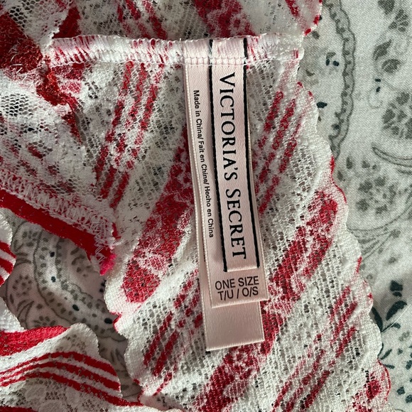 Victoria’s Secret Candy Cane Striped Lace Thongs - Picture 2 of 4